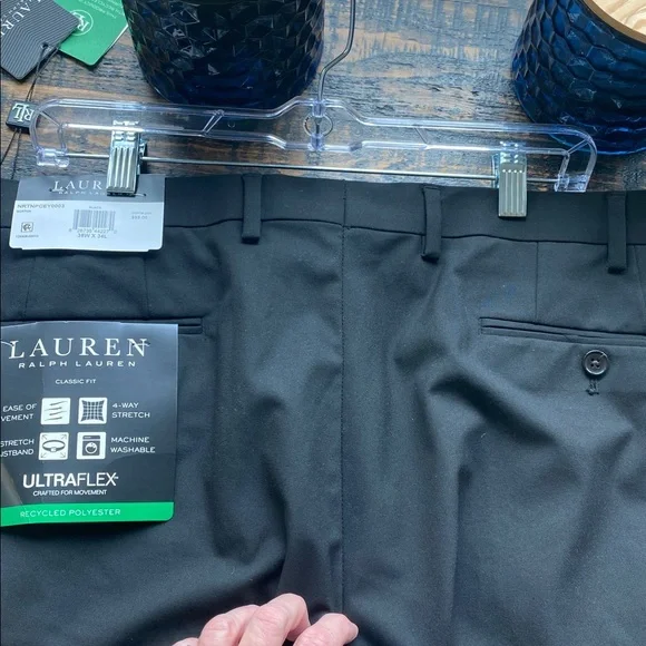 New Ralph Lauren Men's Classic Black Dress Pants 38x34 - Picture 2 of 3